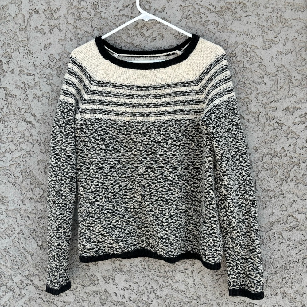 LOU & GREY Black and Cream Striped Sweater